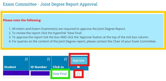 Approval of Joint Degree Report